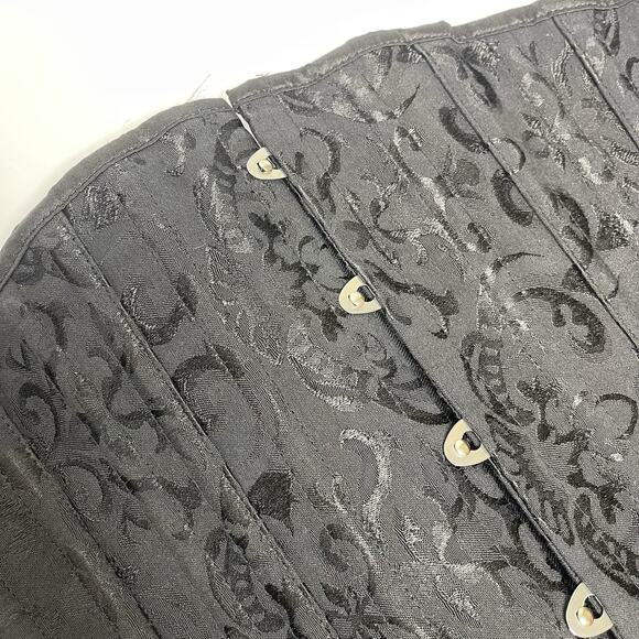 CHARMIAN Women's Classic Black Satin Corset Floral Witchy Steampunk Whimsigoth S - Picture 2 of 5